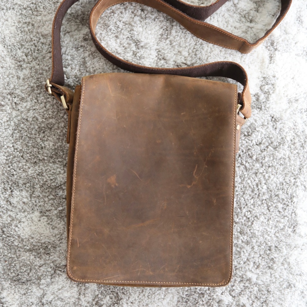 Vintage Men Full Grain Leather Messenger Bag Cross Body Bag GIFT Purse Business